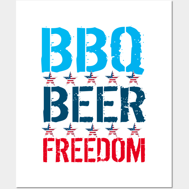 BBQ Beer Freedom Wall Art by FERRAMZ